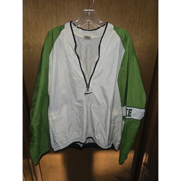 Nike Other - Nike 1/2 Zip Windbreaker Jacket Men XL Pullover Spellout Swoosh Logo Green White